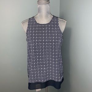 GAP navy and white print tank top blouse office wear size small sleeveless